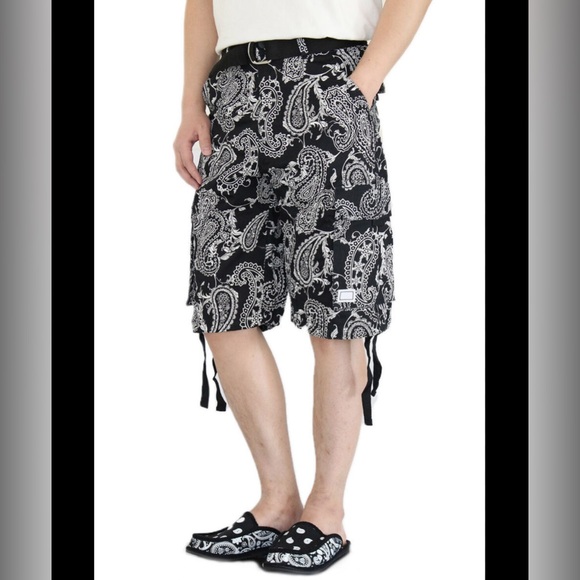 JMC Men’s Black and White Bandana Print Cotton Twill Shorts NWT - 36” - Picture 1 of 8